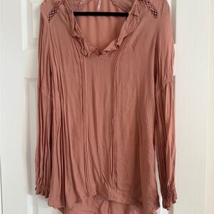 Free People Dusty Rose Blouse with Ruffle Detail